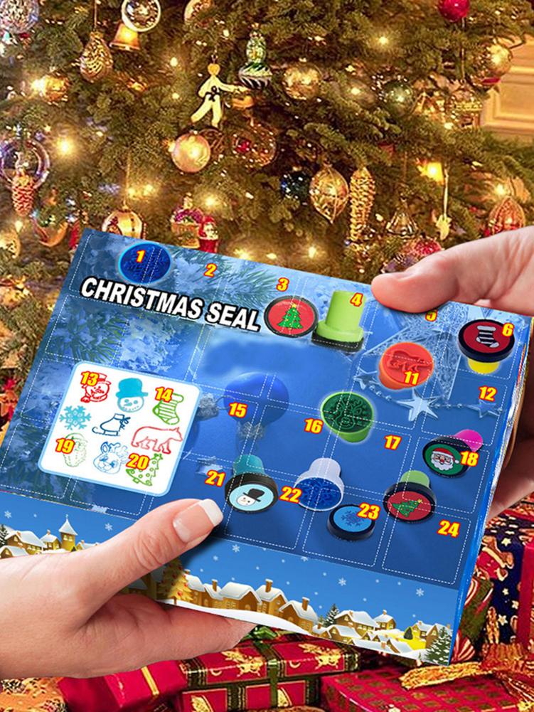 Christmas Advent Calendar 24 Days Calendar With Round Stamps Advent Calendar For Kids Countdown Calendar