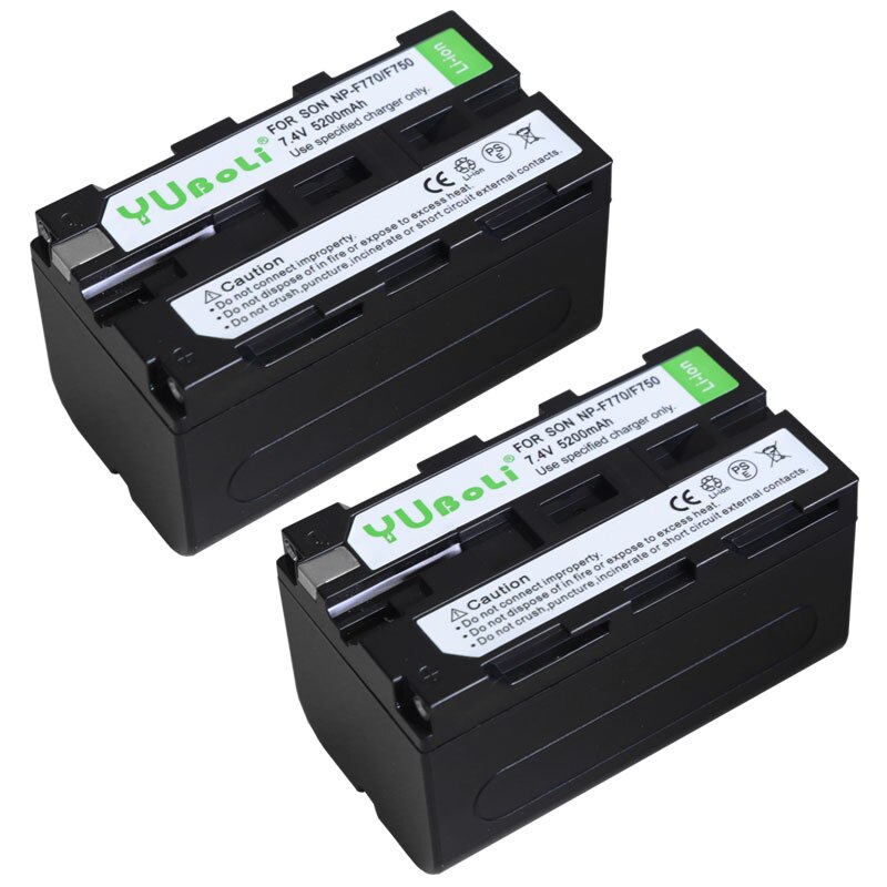 NP-F750 NP-F770 Battery 5200mAh + Dual LCD Charger for Sony Cameras