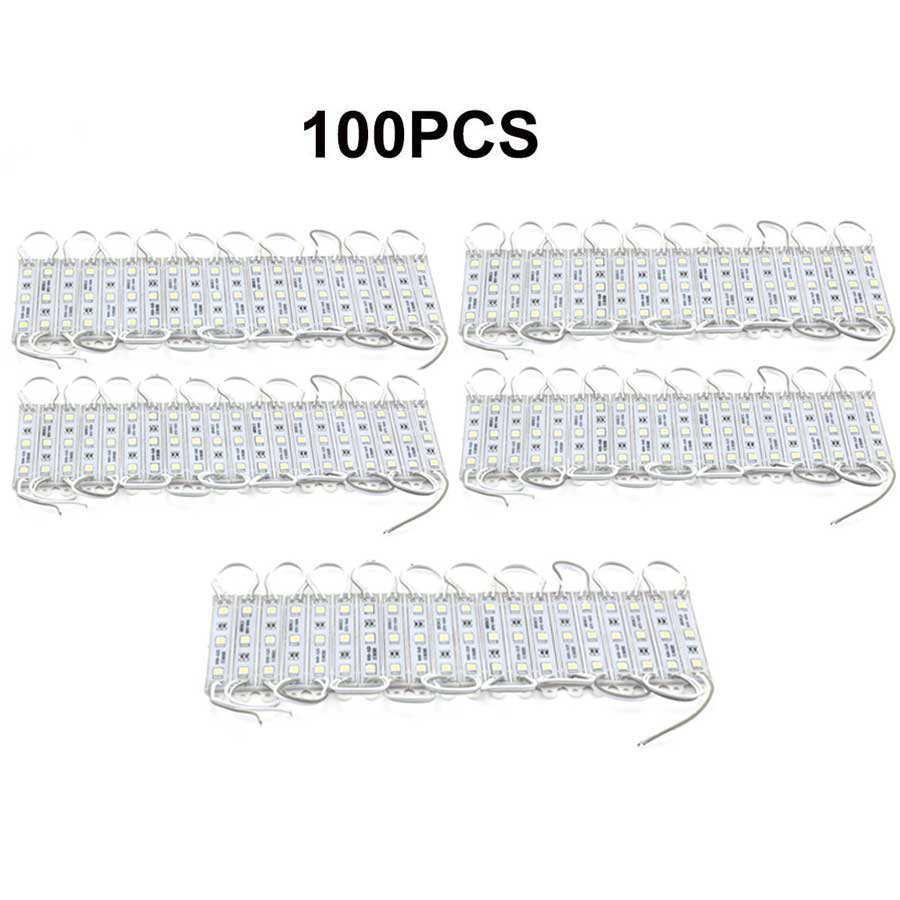 Smd 5050 led moduler lys 3 ledet  dc12v vanntett reklame skilt butikk front lys stripe lampe moduler sett hvit farge: 100 stk