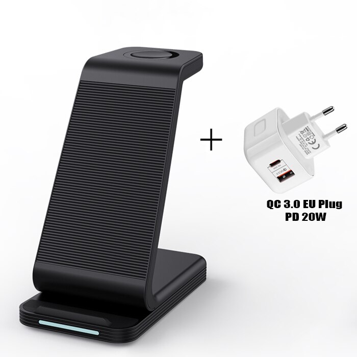 3 In 1 Draadloze Oplader Stand Voor Iphone 13 12 11 Xr 8 Apple Horloge Qi Snel Opladen Dock Station voor Airpods Pro Iwatch 7 6: D2-BK-EU(C)