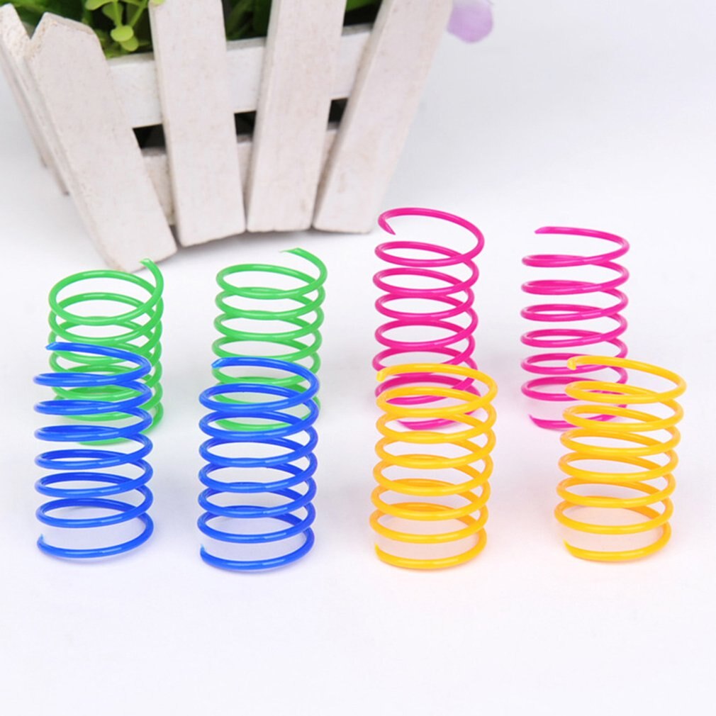 4 pièces en plastique ressort chat jouet coloré bobine spirale ressorts animal de compagnie Action large Durable interactif jouet accessoire pour animaux de compagnie