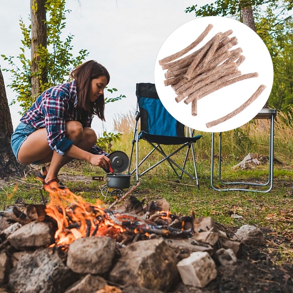 20pcs Hemp Cord Tinder Hiking Camping Flammable Cord Fire Starters Rope Lighter