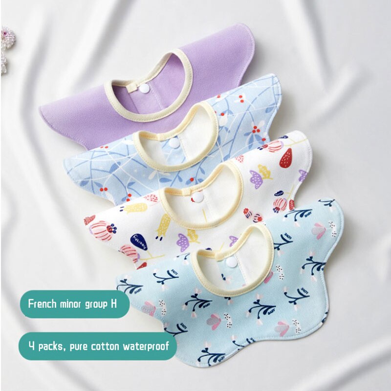 4 Stuks Cartoon Print Baby Slabbetjes Katoen Zacht Zuigeling Bandana Kwijlen Slabbetjes Waterdicht 360 Graden Rotatie Voeden Burp Doeken Baby goederen