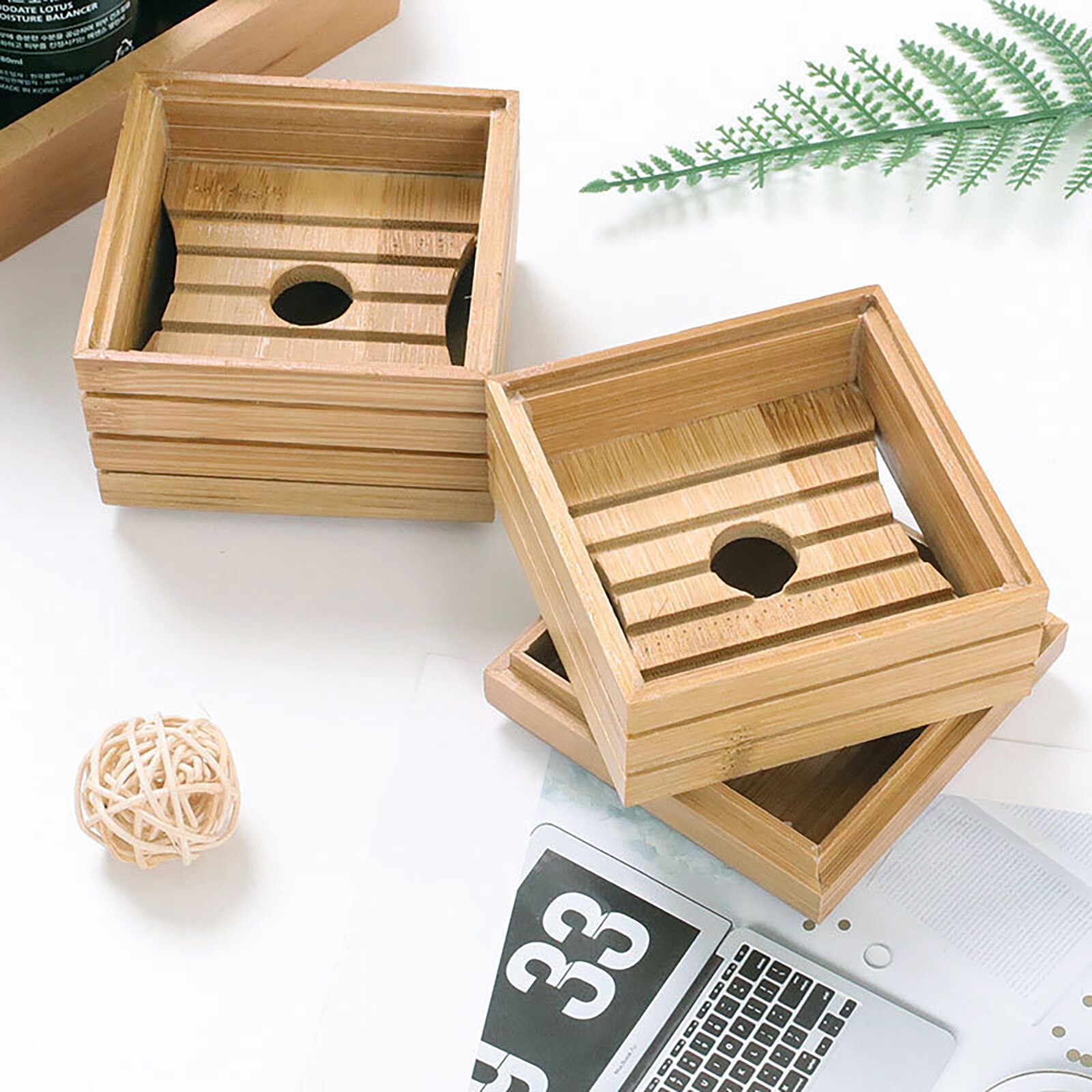 Wooden Natural Bamboo Soap Dishes Tray Holder Storage Soap Rack Plate Box Container Portable Bathroom Soap Dish Storage Box
