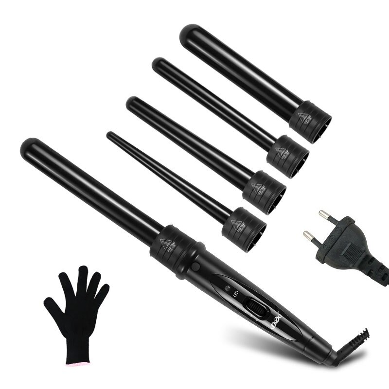 DoDo 5 In1 Hair Curlers Hair Styling Curling Iron Wand 3 Parts Clip Hair Iron Curler Set Curler Hair Styling Tool: 5 in 1 EU plug