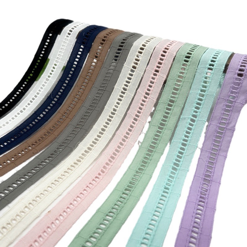 15 yardas 25 mm falda bordada rayas horizontales, atadura hueca de algodón, correa para el cabello, lazo DIY artesanía accesorios artesanales mejoras para el hogar a0475b - 1
