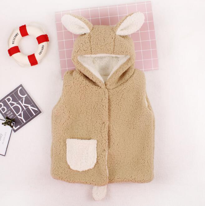 Roupas de bebê colete inverno veludo com capuz roupas da criança grosso quente bonito orelhas roupas casaco ybc029: YBC029D / 100