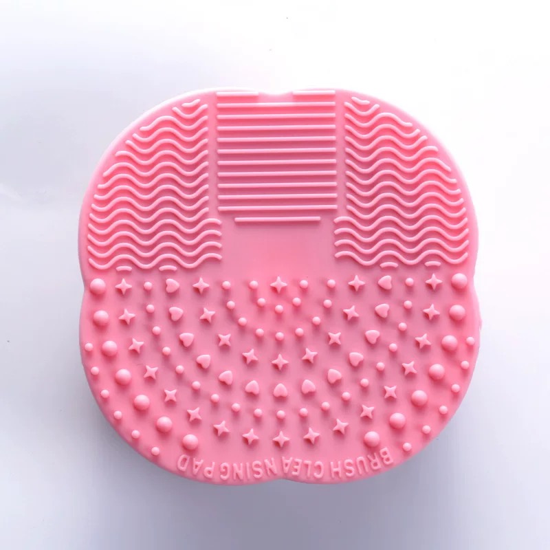 Siliconen borstelreiniger Cosmetische make-up Wasborstel Gel Reinigingsmat Foundation Make-upborstelreiniger Pad Scrubbe Board: Beige