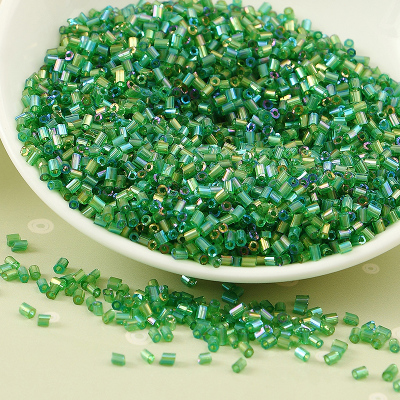 20g/1440 st 2mm ab genomskinliga glaspärlor bugelrör pysselpärlmaterial handgjorda halsringning korsstygn broderitillbehör: H167 mörkgrön