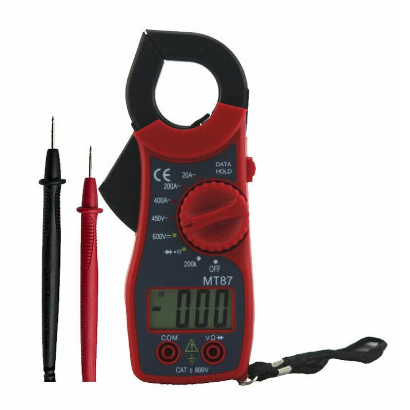 1pc Digital Clamp Meter AC/DC Current Voltage LCD Display Multimeter Temp Volt Amp Tester Measurement Instrument: Red
