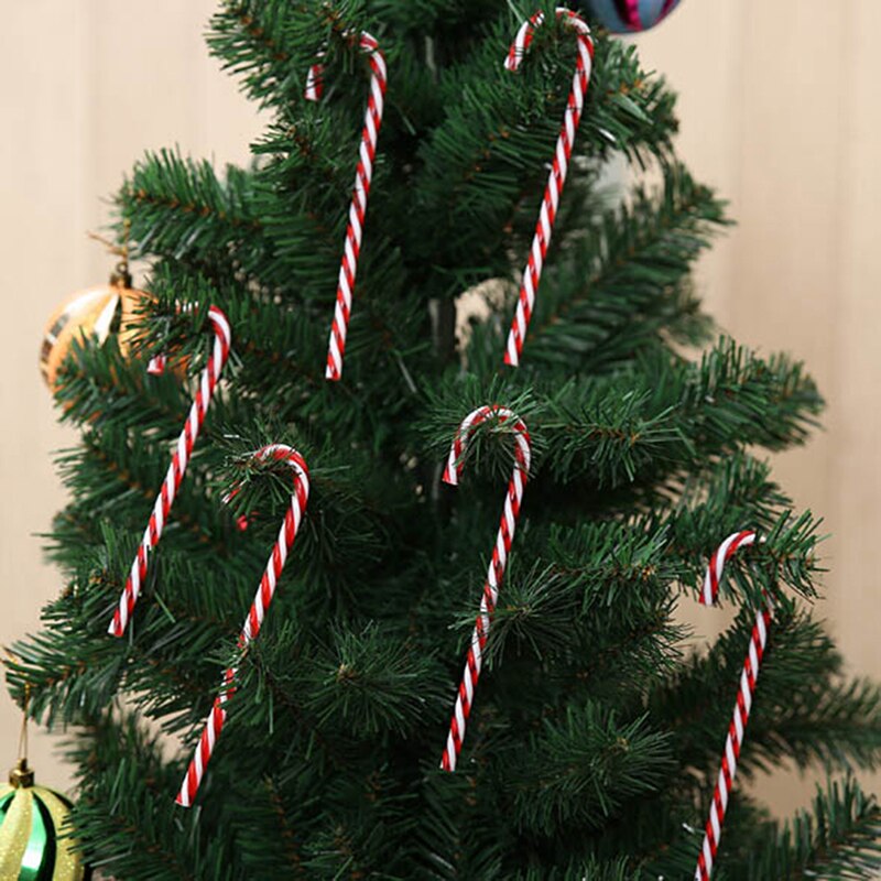 6Pcs Plastic Candy Cane Ornaments For Festival Party Xmas Christmas Tree Hanging Decorations