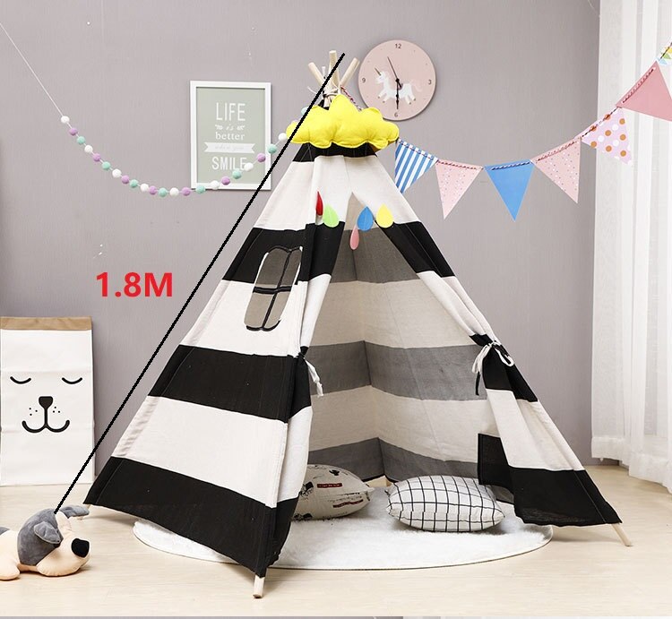 Children's Tent Kids Portable Tent Indoor Lawn Tent Toy Space Cartoon Castle Tent: BALCK 1.8M