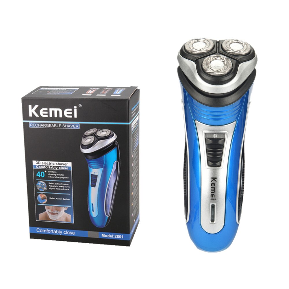 Simple Style Electric Shaver With 3D Floating Cutter Head Ergonomic Beard Trimmer Male Electric Razor: blue with box