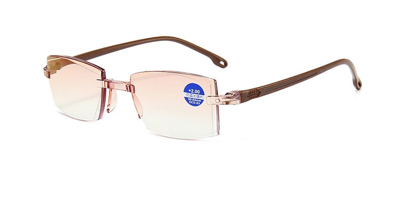 Bifocal Farsighted Anti Blue Light Reading Eyeglasses Magnification Eyewear Presbyopic Glasses Diopter Dimond Cutting+1.0To+4.0: 2.5 / Tawny