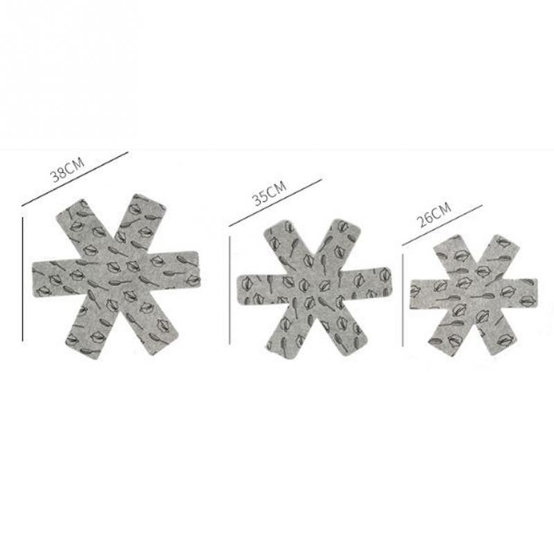 6pcs/set Pot &amp; Pan Protectors Gray Print Divider Pads to Prevent Scratching Separate and Protect Surfaces for Cookware