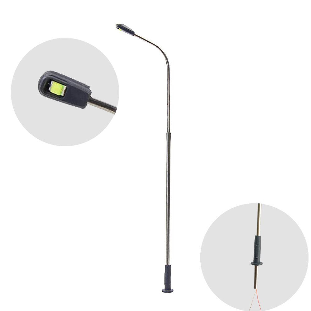 HO OO Scale Model Railway Street Light Lamps | 10pcs, Metal, 6.5cm, LED, Pre-built EVEMODEL LYM37