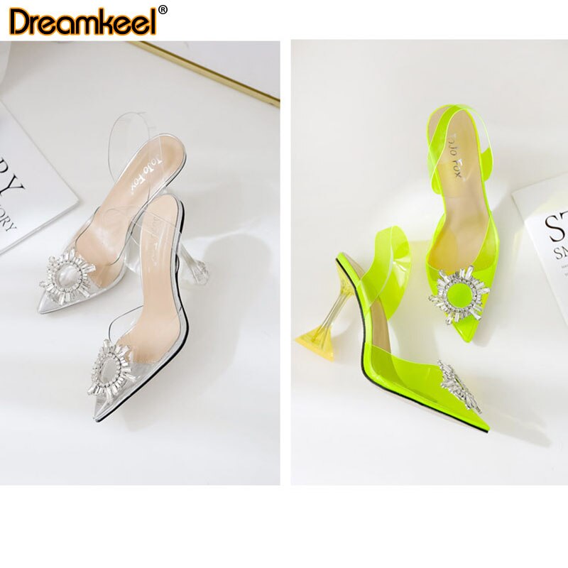 Transparante schoenen dames pumps kristallen cup hak damesschoenen hoge hak puntige neus hoge hakken feest gala schoenen sandalen r