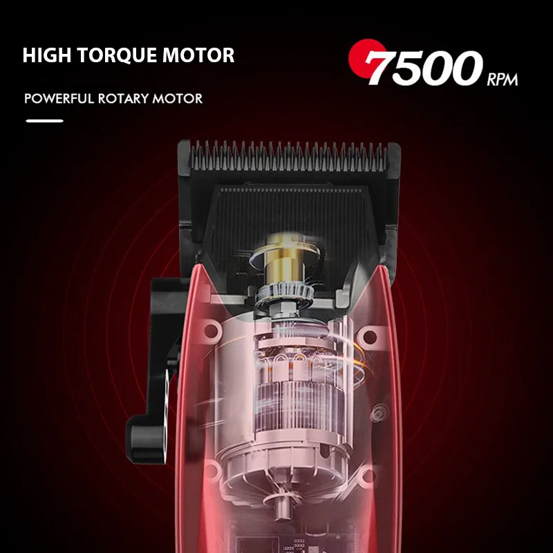 WMARK NG-125 cortapelos eléctrico 7500RPM Motor giratorio cabezal de aceite barbería recortadora para hombre hoja 5 ajustes