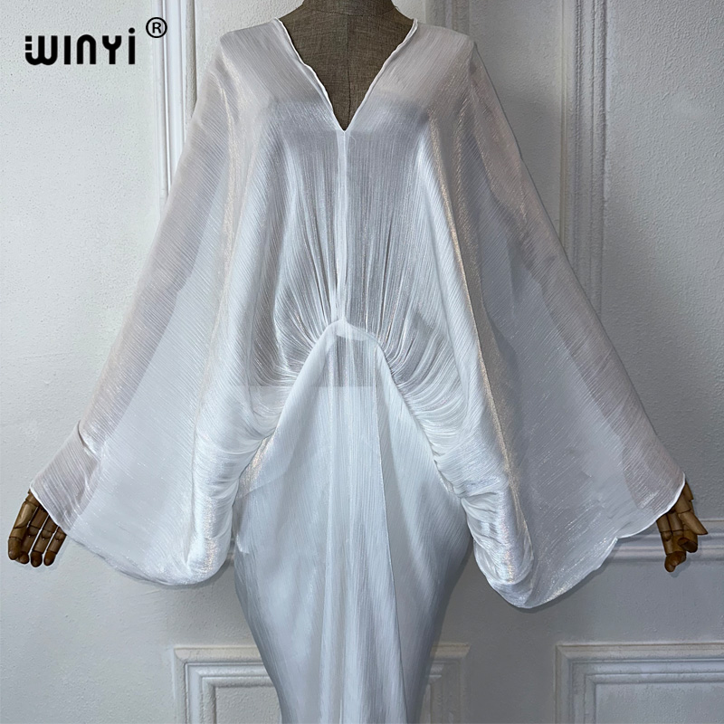 WINYI summer Pearlescent sexy perspective dress maxi beach dress Female Vestidos Party Evening Dress