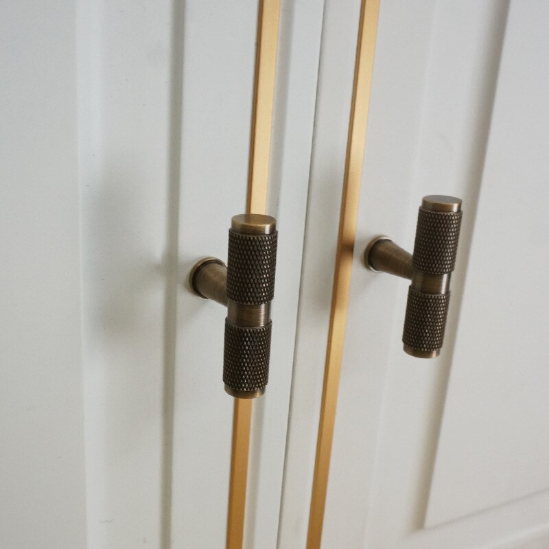 Retro Massief Brons Messing Gekartelde Handvat Pulls Kast Garderobe Dressoir Doos Lade Kast Knoppen En Handvatten Hardware