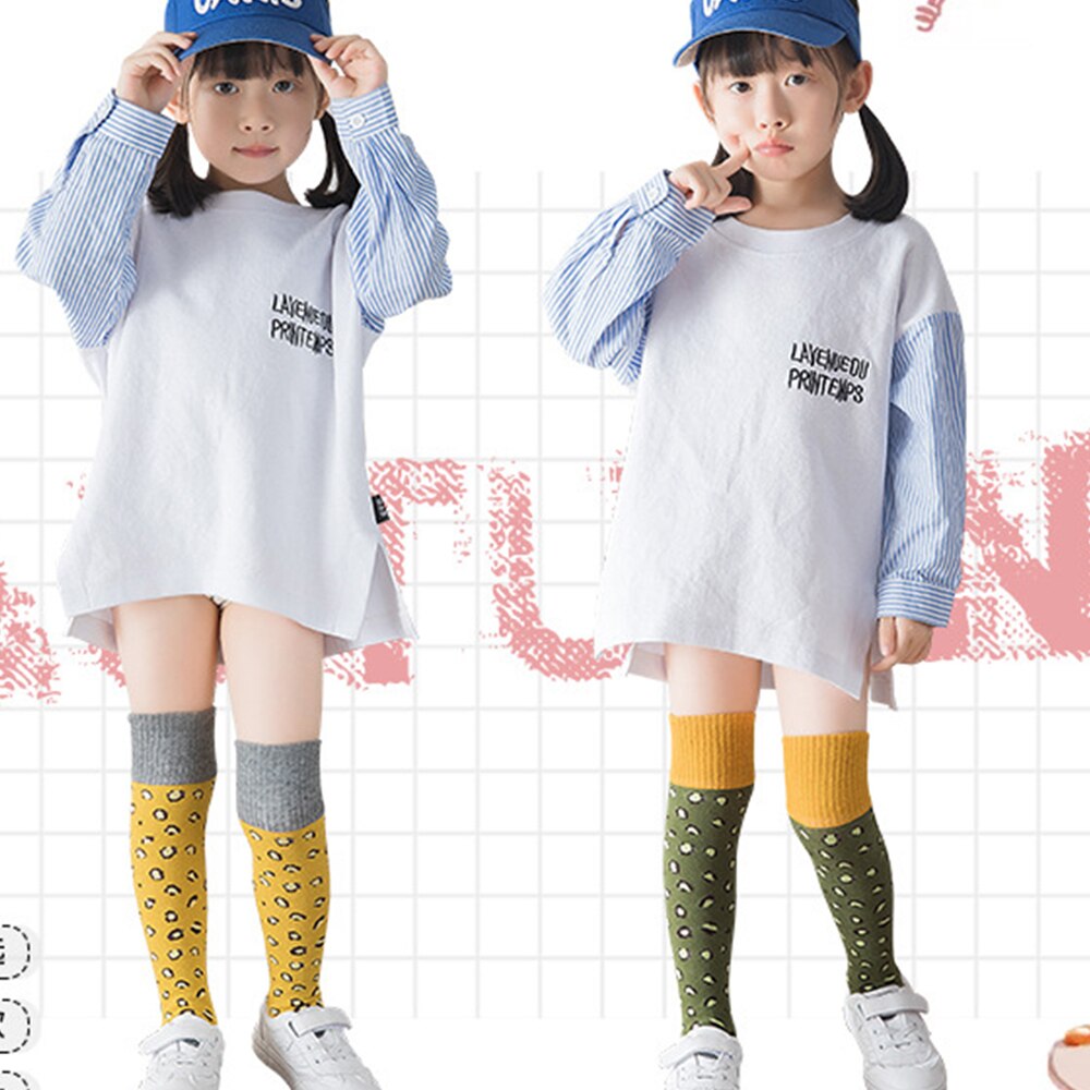 Children's High Tube Leopard Print Socks Autumn Winter Casual Sports Boys Girls Baby Cotton Socks Suitable for 3-8 Years Old