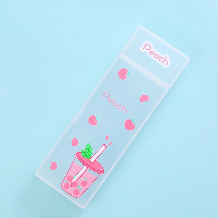 1 stk sød frugt avocado jordbærdrik blomst gennemsigtig pp blyantæske stor kapacitet blyantposer etui brevpapir arrangør: 3