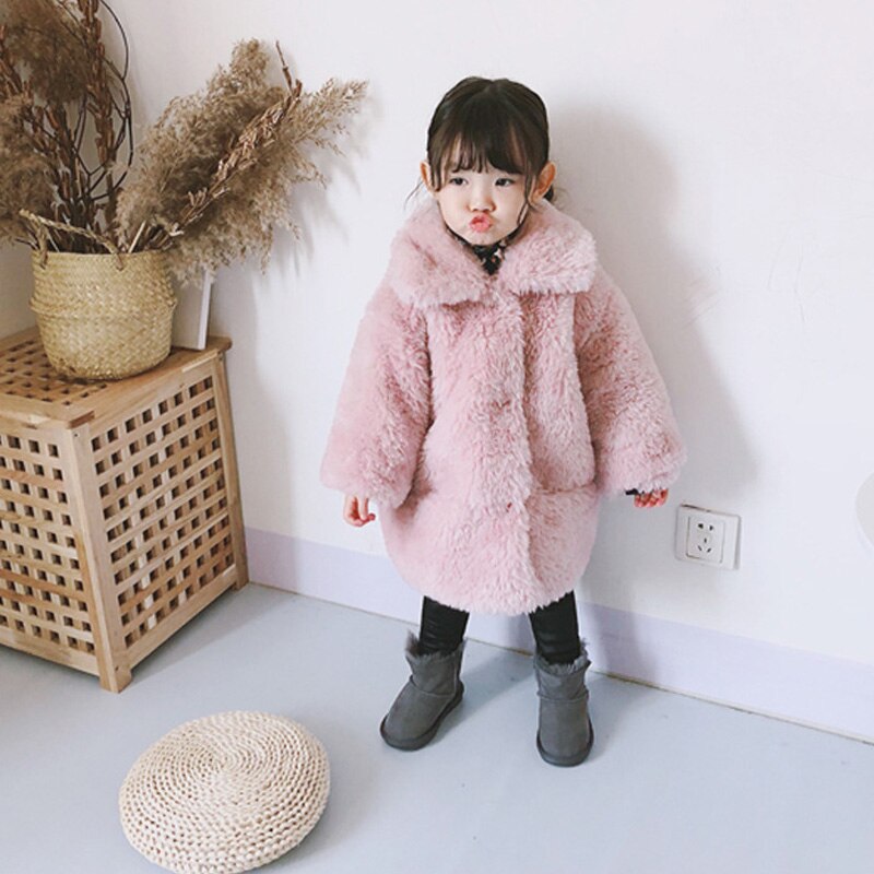 Babymeisjesjas winter kinderen nep bontjas berenoor cartoon baby winter bovenkleding kinderen winterkleding 2-8 jaar oud: Roze / 6t