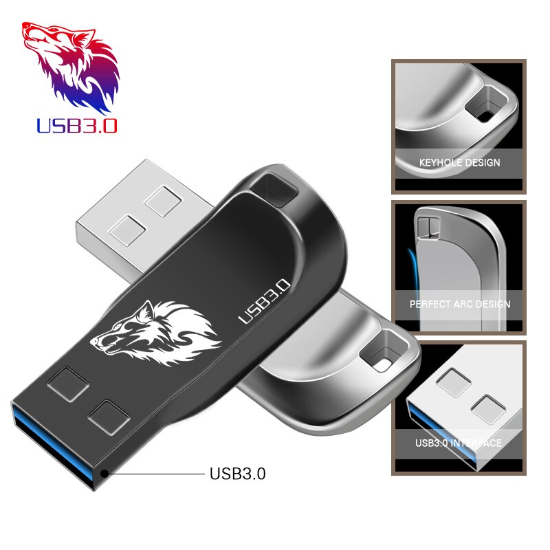 Unidad flash USB 3,0 de metal, memoria USB, 4gb, 8gb, 16gb, 32gb, 64gb,