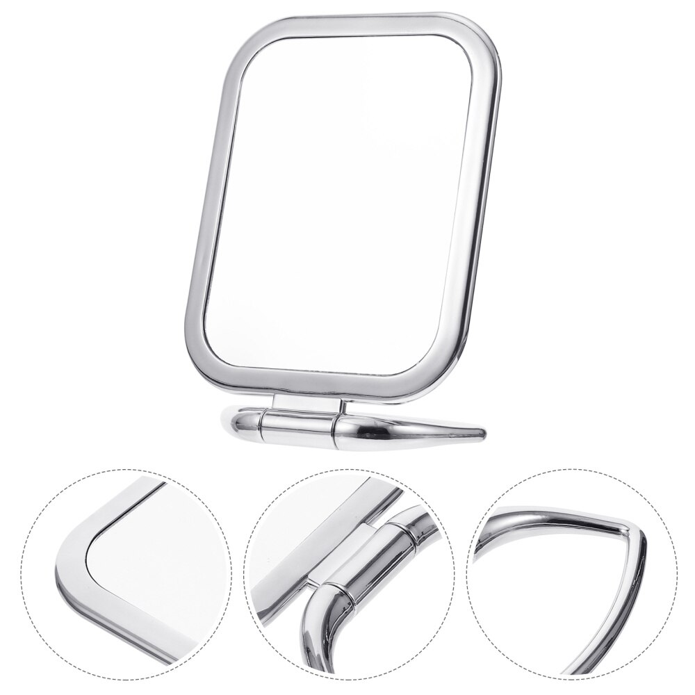 Double Sided Makeup Mirror Tabletop Magnifying Mirror Folding Vanity Mirror: Silver