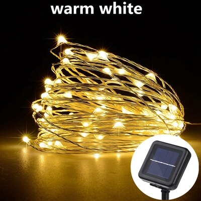 Led-vakantieverlichting op zonne-energie voor buiten, 7 m 12 m 22m led's, lichtslingers, kerstverlichting, kerstfeest, tuinverlichting, waterdichte verlichting: Warm wit / 12m 100 leds