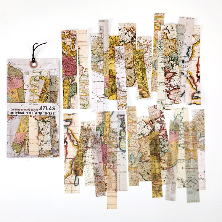 Journamm-Juego de pegatinas estilo Retro para álbum de recortes, diario adhesivo de papel Washi, planificador, papelería, 30 Uds.: F