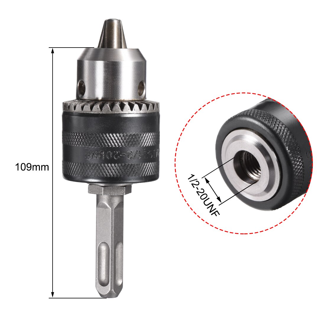 uxcell 1/2" 3/8'' Drill Chuck 3-Jaw Key Chuck with SDS-Plus Round/Square/Hex Shank 1.5-13mm 1.5-10mm Capacity Key Drill Chuck