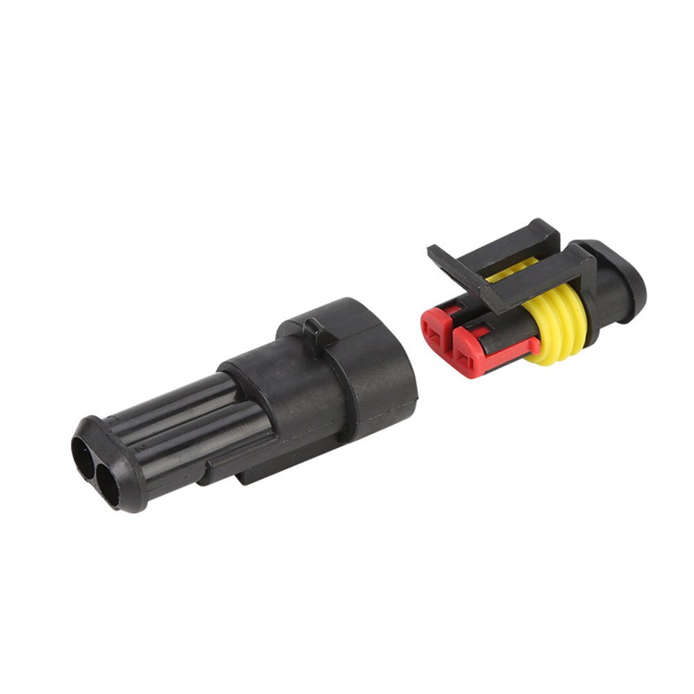 5 Sets x 2 Way Waterproof Connector 2 Pin Way Sealed Waterproof Electrical Wire Connector Plug Car Auto Black