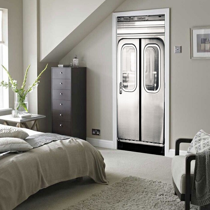 3D Imitation Subway Gate Door Stickers For Living Room Bedroom Renew Waterproof Poster Removable Self Adhesive Wallpaper Decor: Default Title