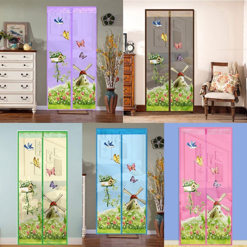 Mosquitera magnética de cifrado, cortina repelente de Mosquitos de estilo de casa con flores, evita que los mosquitos entre en el interior