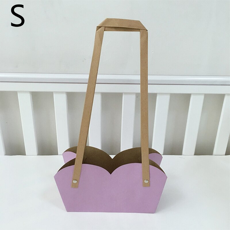 Waterproof Kraft Paper Flower Box Flowers Packaging Box Flower Basket Flower Folding Handbag: S