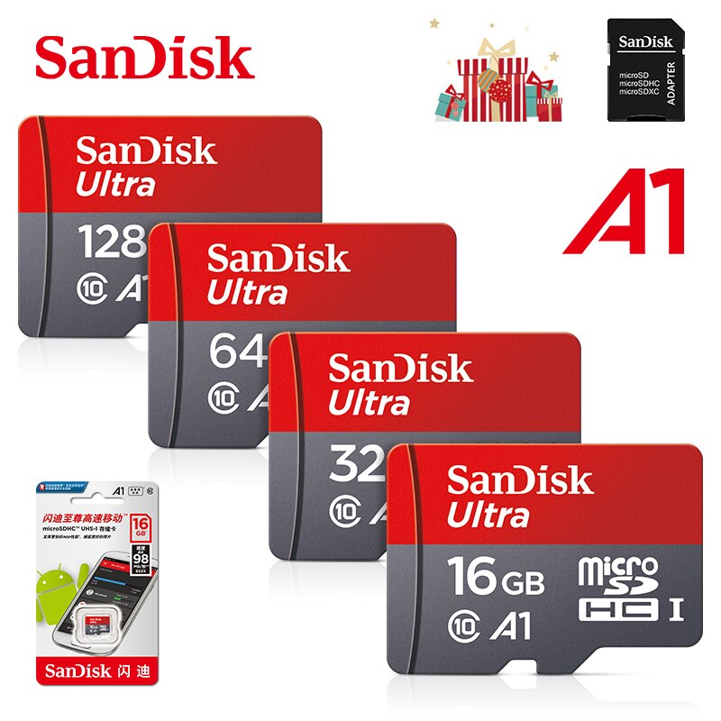 100% oryginalna karta Micro SD SanDisk Class10 TF 16gb 32gb 64gb 128gb maks. 98 Mb/s karta pamięci microSD + adapter + czytnik kart