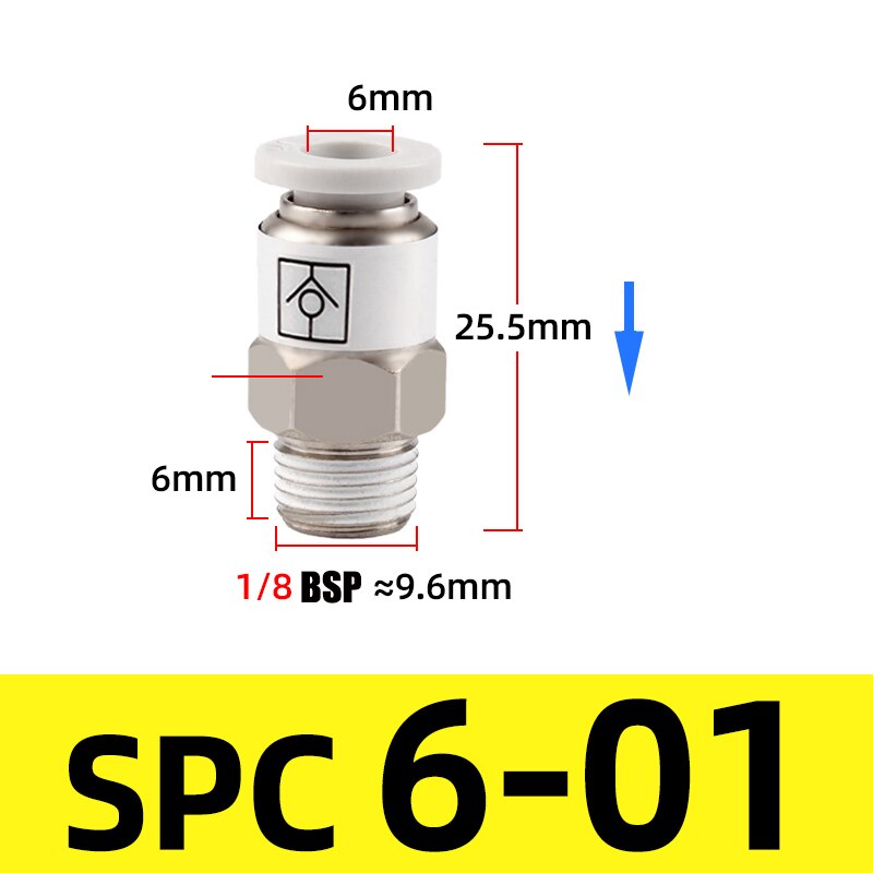 M5 1/8" 1/4" 3/8" 1/2" BSP Thread Pneumatic Check Valve One Way Non-return Valve One Touch Qucik Fitting Connector Coupling: SPC 6-01