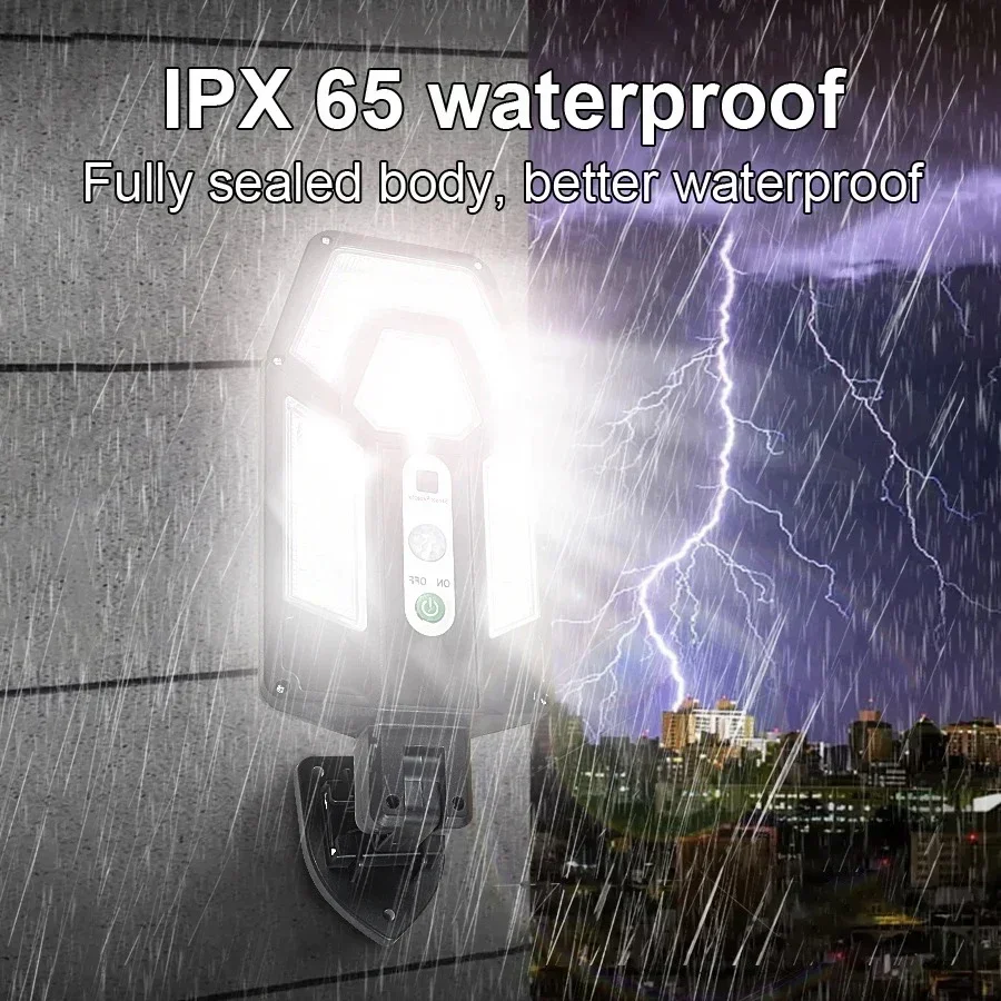 12000lm kraftige solcellevæglamper med fjernbetjening udendørs  ip65 vandtætte led-projektører med sensor havelygte gadebelysning