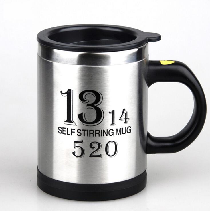 Taza de café creativa FEIGO de 400 ml, taza mezcladora automática eléctrica de acero inoxidable para mezclas y bebidas, taza de F256: F256 Steel black