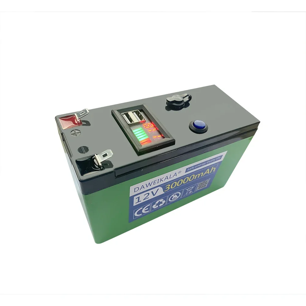 12V lithium Battery 30Ah 18650 Rechargeable battery pack for solar energy camping LED lights battery 12.6v 3A charger