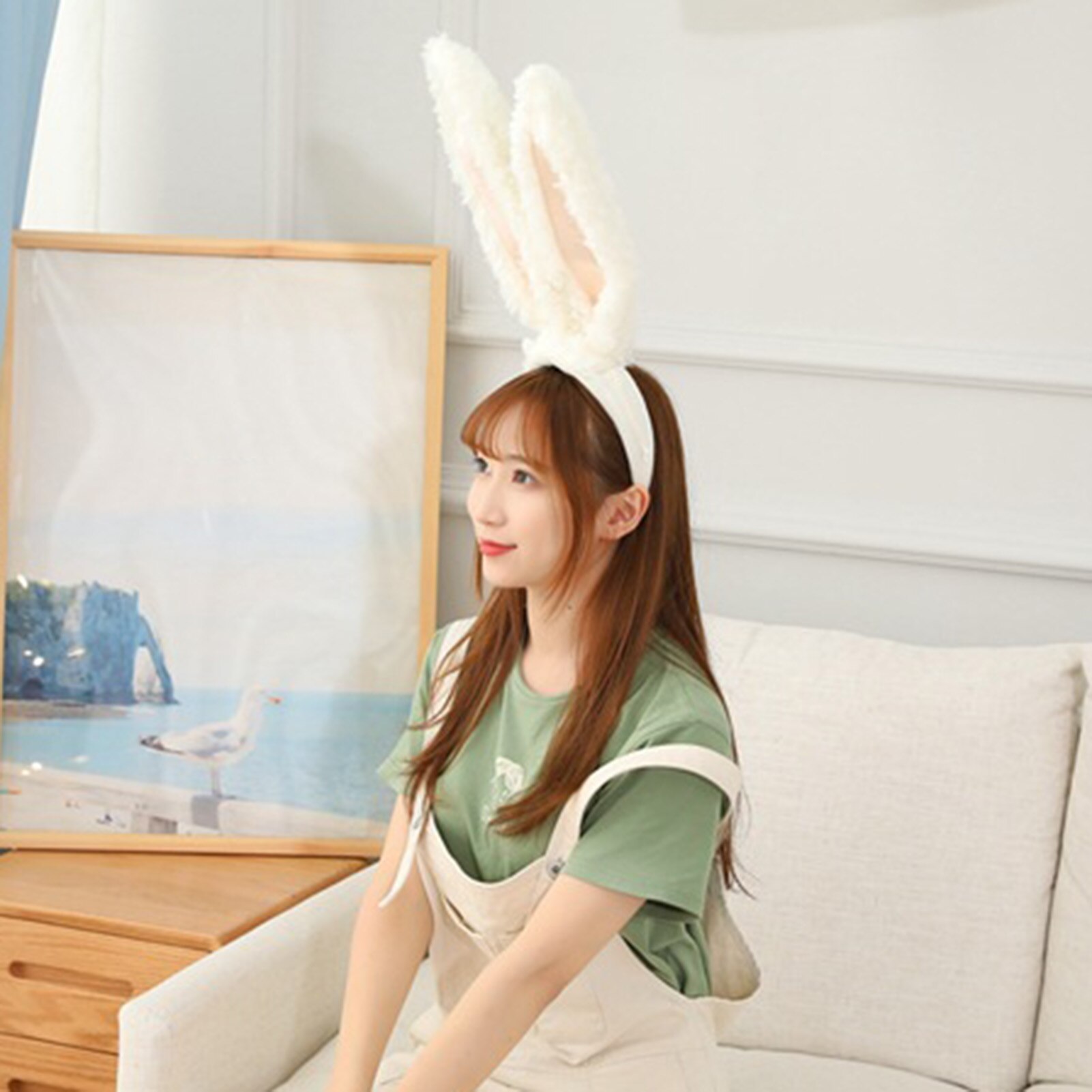 Girls Bunny Ears Headband Party Concert Festival Hair Accessory Plush Doll Toy