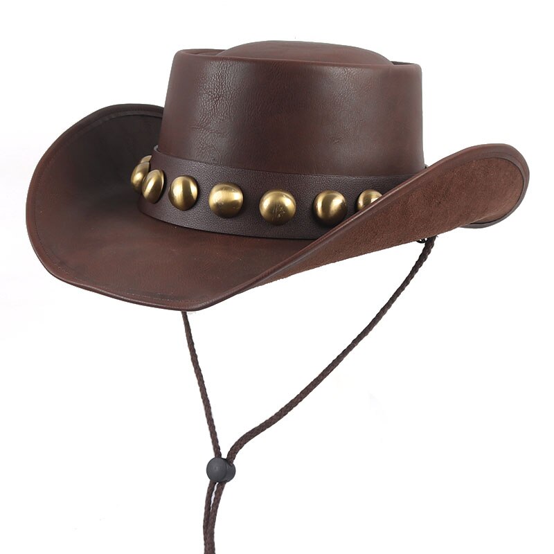 Leather Western Cowboy Hat Women Men Sombrero Homb... – Vicedeal