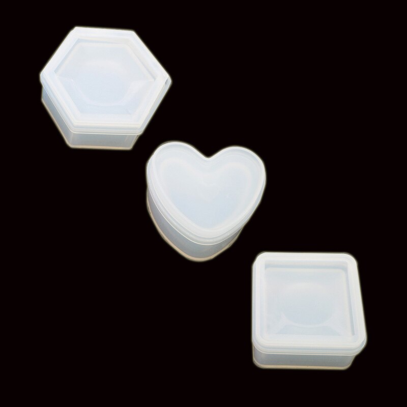 Doos Hars Mallen, Siliconen Hars Mallen 4 Stuks Doos Mallen Met Vierkante Hexagon Hart Vorm Bloem Epoxy Mallen