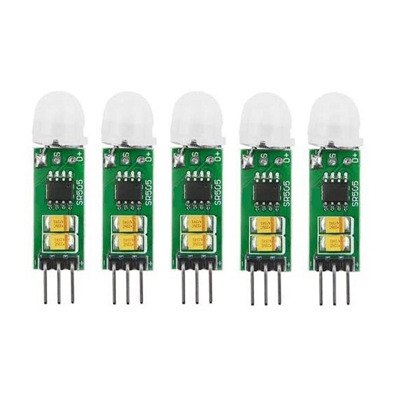 5PCS HC-SR505 Mini Human Body Sensing Module PIR Motion Detector Switch Module High Power Digital Measurement: Default Title