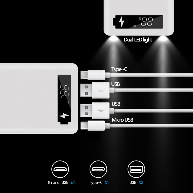 5V Dual USB 8*18650 Power Bank Case With Digital Display Screen Mobile Phone Charger DIY Shell 18650 battery Holder Charging Box