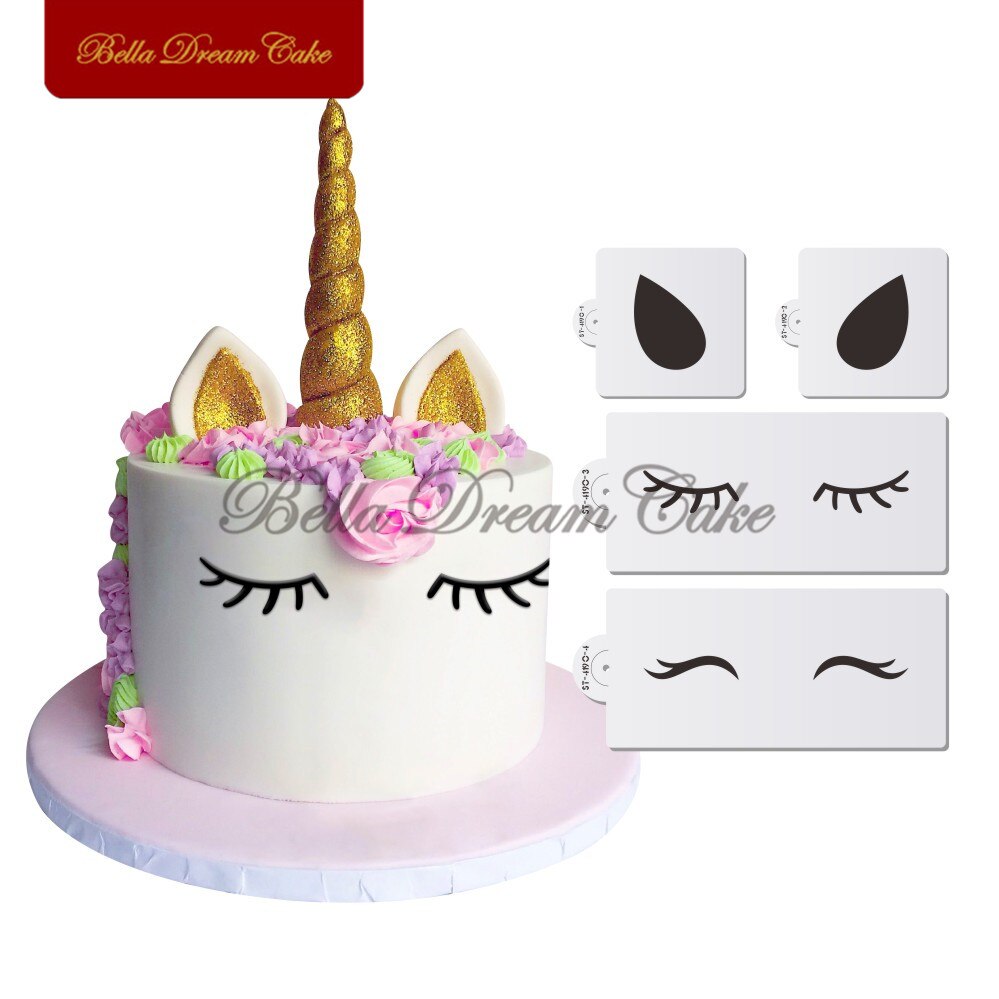 4 sztuk/zestaw jednorożec oczy uszy ciasto wzornik zwierzęta szablony dekoracja na przyjęcie ślubne szablon ozdoby robić dekorowania tortu narzędzie