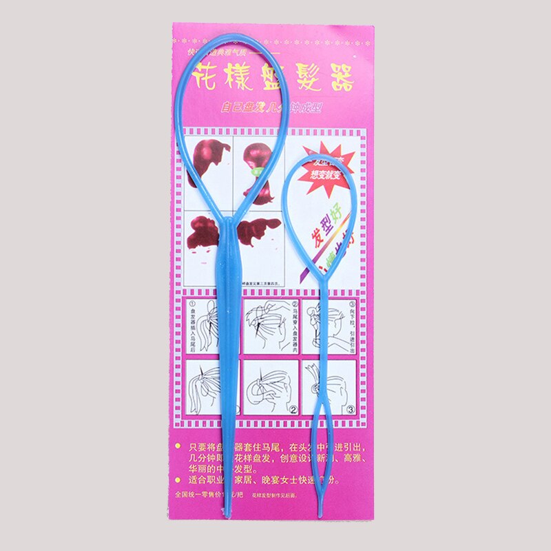 2 pièces/ensemble cheveux tresse fabricant queue de cheval créateur plastique boucle outil de coiffure rapide facile magique chignon princesse coiffure outil de coiffure: 04
