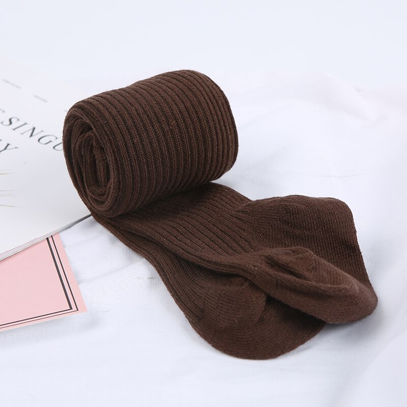 0-4Jahre Herbst Baby Strumpfhosen Baby Mädchen Rippen Strümpfe Winter Kind Baumwolle Warme Strumpfhosen Mädchen Solide Süssigkeit Farbe Engen Kleinkind: 3 zu 4T / dunkel Braun