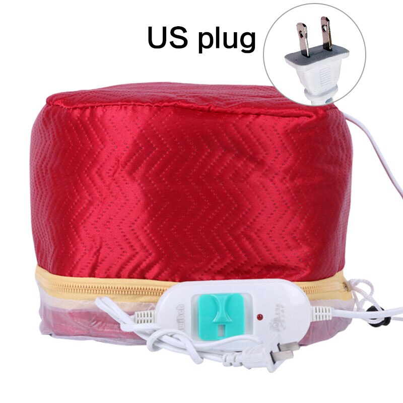 Máquina de vapor con tapa térmica para el cuidado del cabello, máquina de vapor eléctrica para el cuidado del cabello, con 3 engranajes de aceite horneado: Red US Plug
